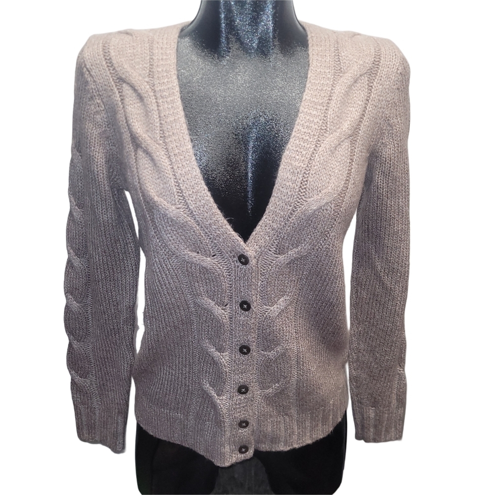 Old Navy Tan Cable Knit Button-Up Cardigan Sweater Size M